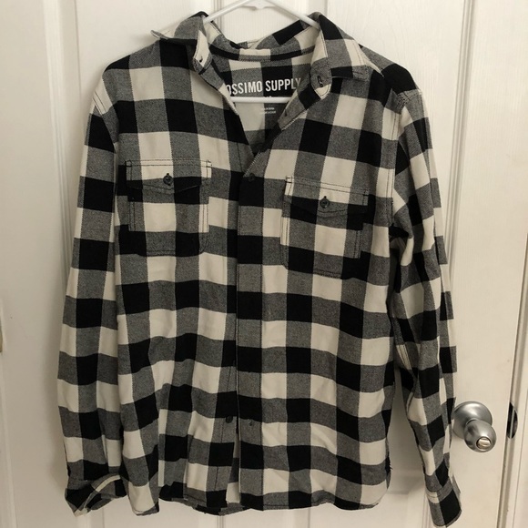 MOSSIMO SUPPLY CO BLACK & WHITE FLANNEL - Picture 1 of 3